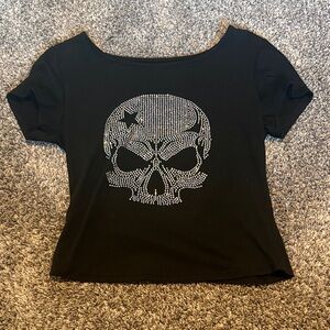 Rhinestone skull shirt